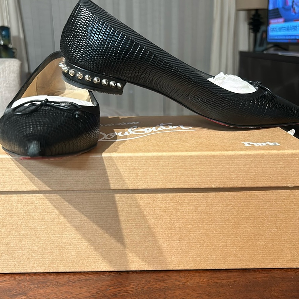 COPY - Gently used Christian Louboutin flat black studded heel